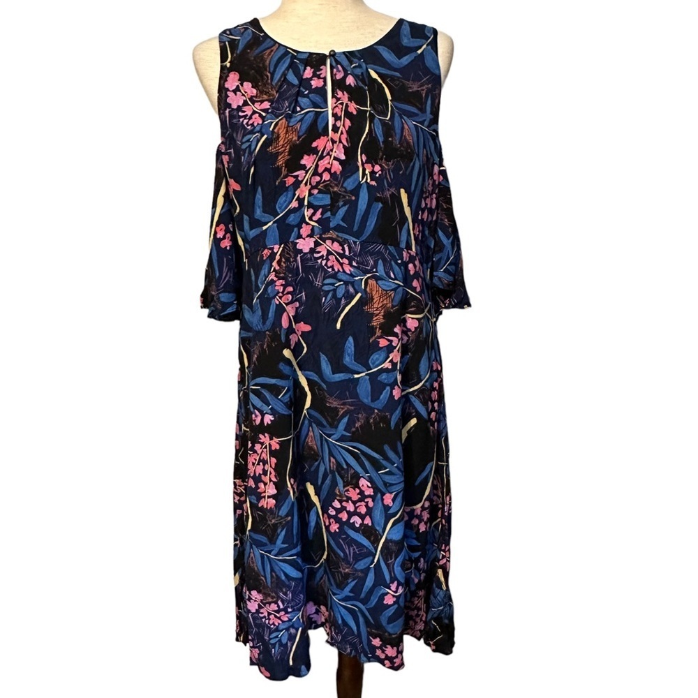 Maeve Anthropologie Dark Floral Cold Shoulder Dress 14 Cottagecore Whimsigoth